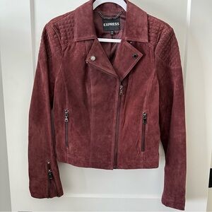 Express Burgundy Suede Leather Jacket